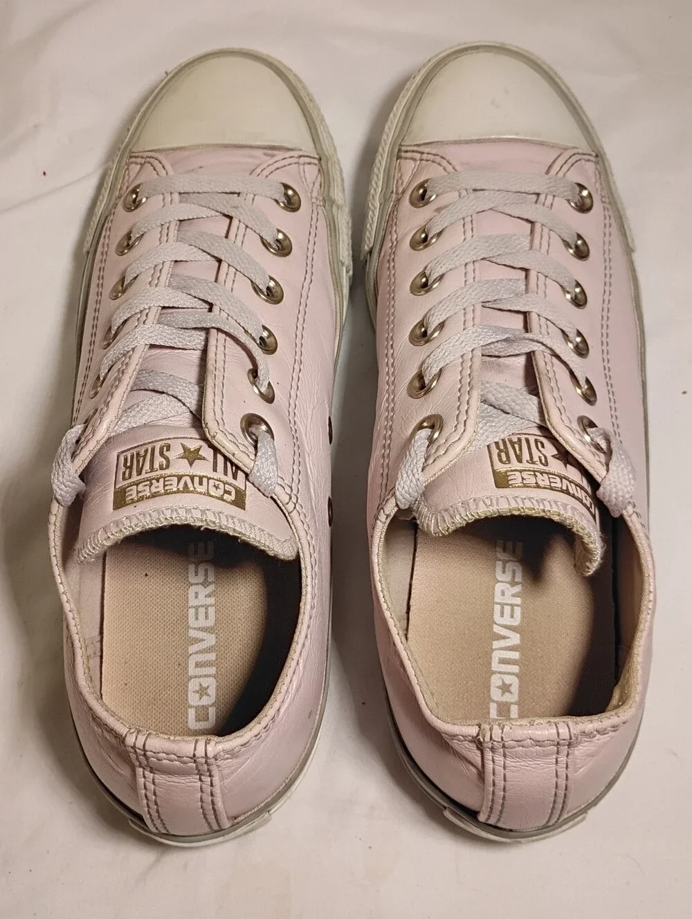 Converse All Star Craft Leather Low Top Sneakers Pink Rose Gold Sz 8 559945C